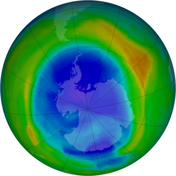 Antarctic ozone map for 02 September 1997